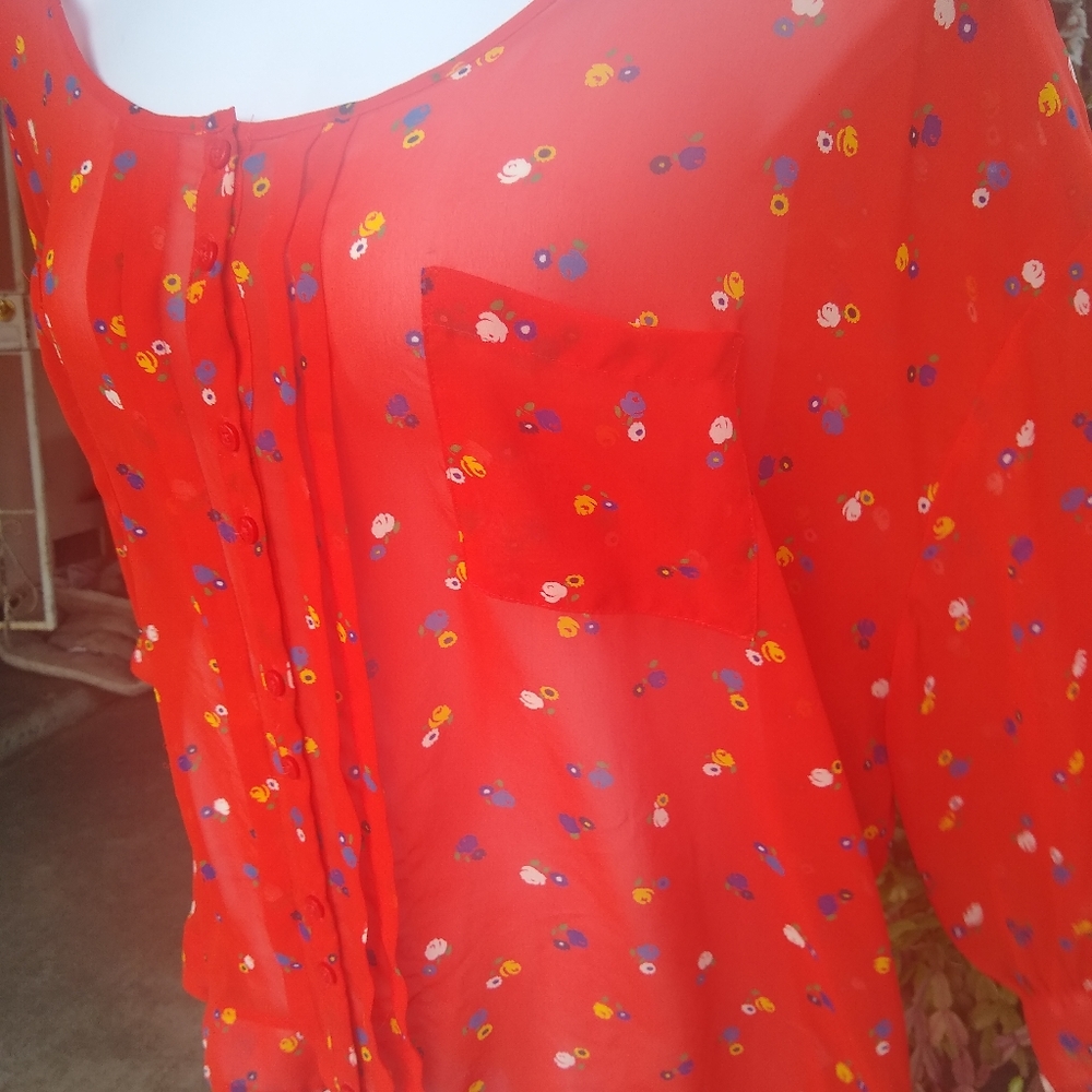 Lysse sheer 2x blouse, red colors